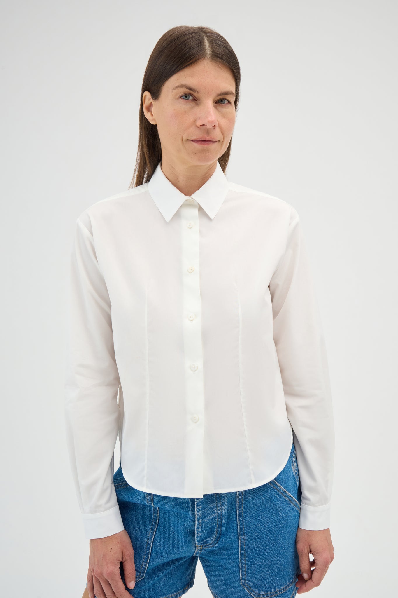 CROPPED LONG SLEEVE BUTTON UP