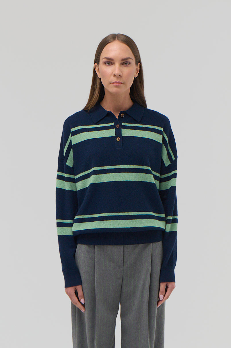 CASHMERE STRIPED POLO