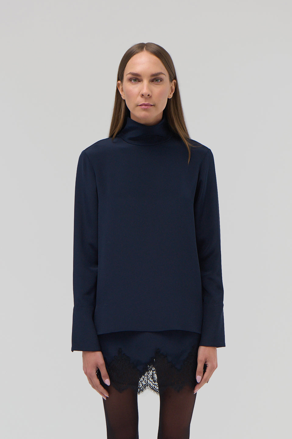 SILK TURTLENECK TOP