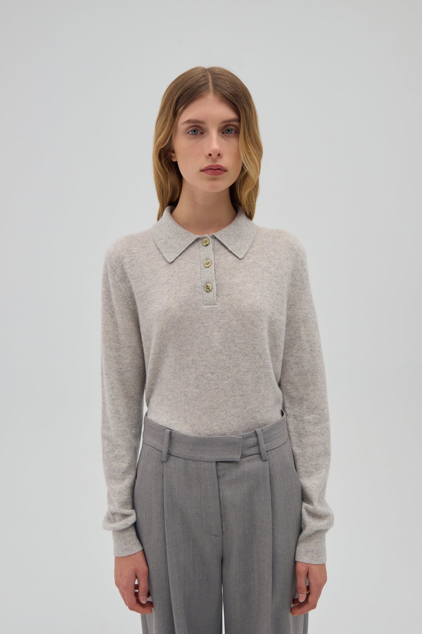 CASHMERE LONG SLEEVE POLO