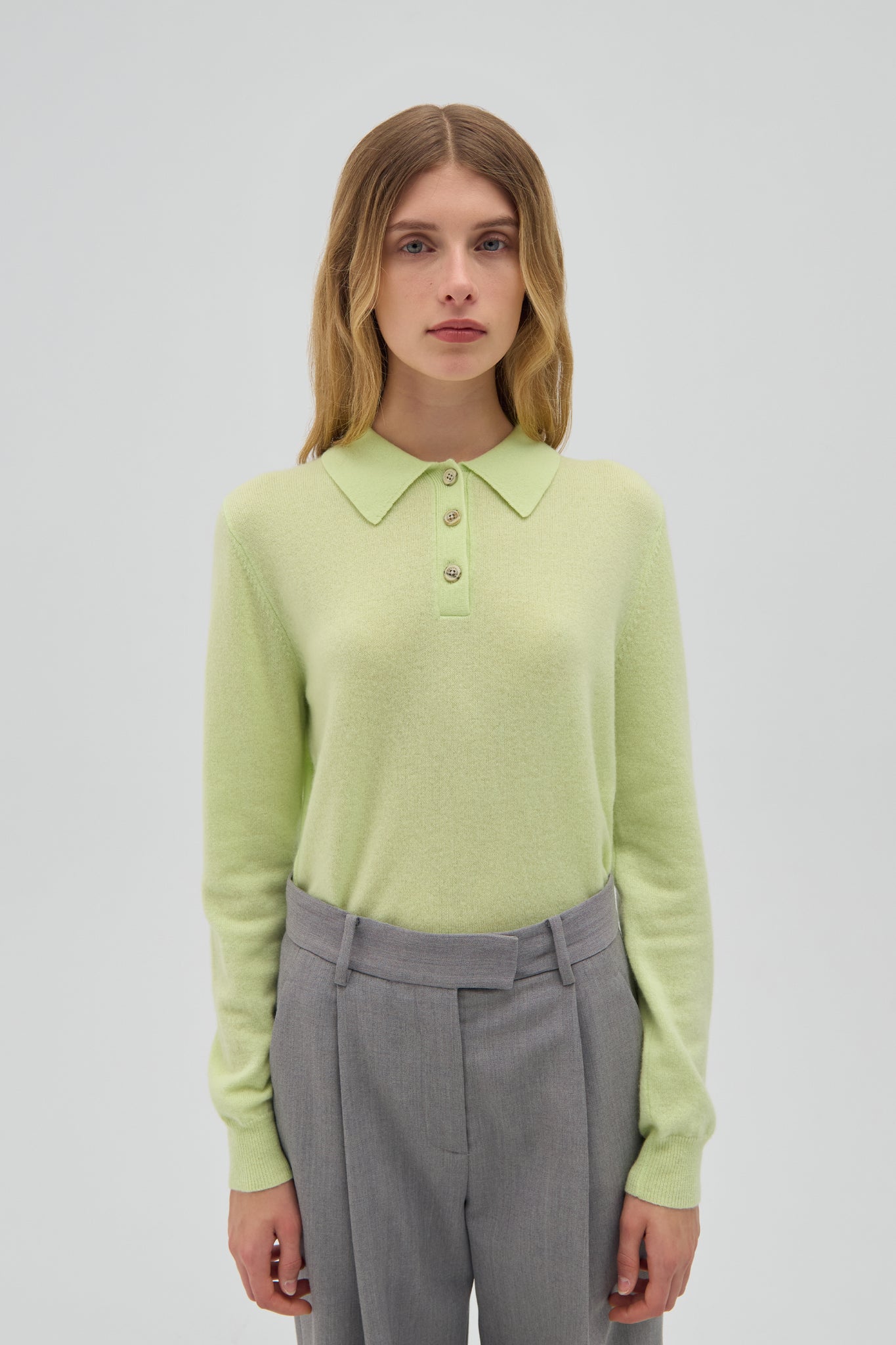 CASHMERE LONG SLEEVE POLO