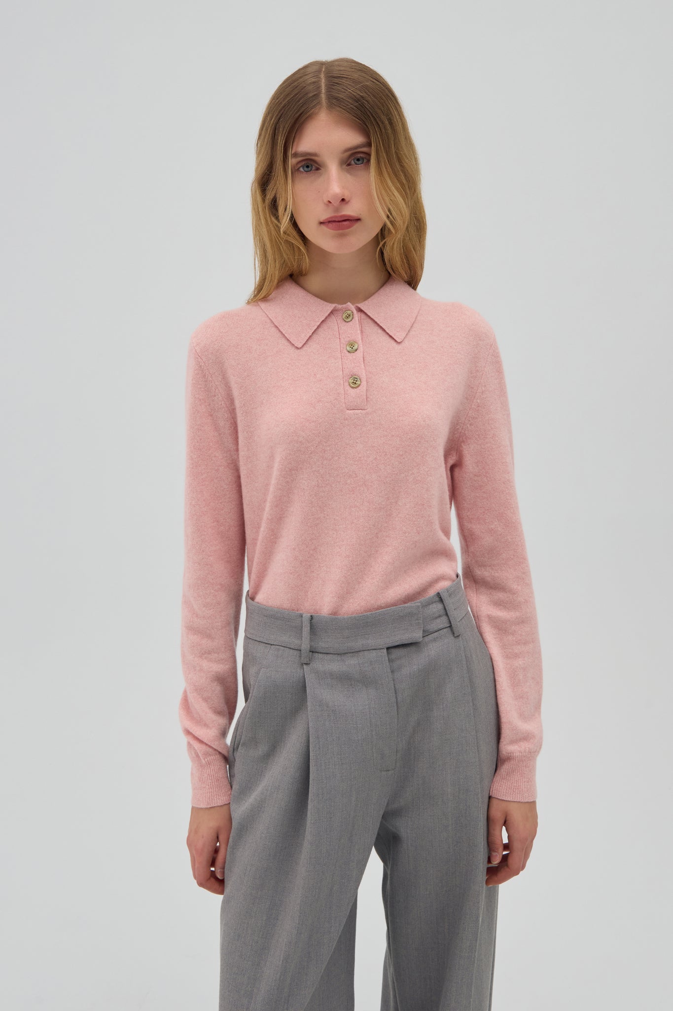 CASHMERE LONG SLEEVE POLO