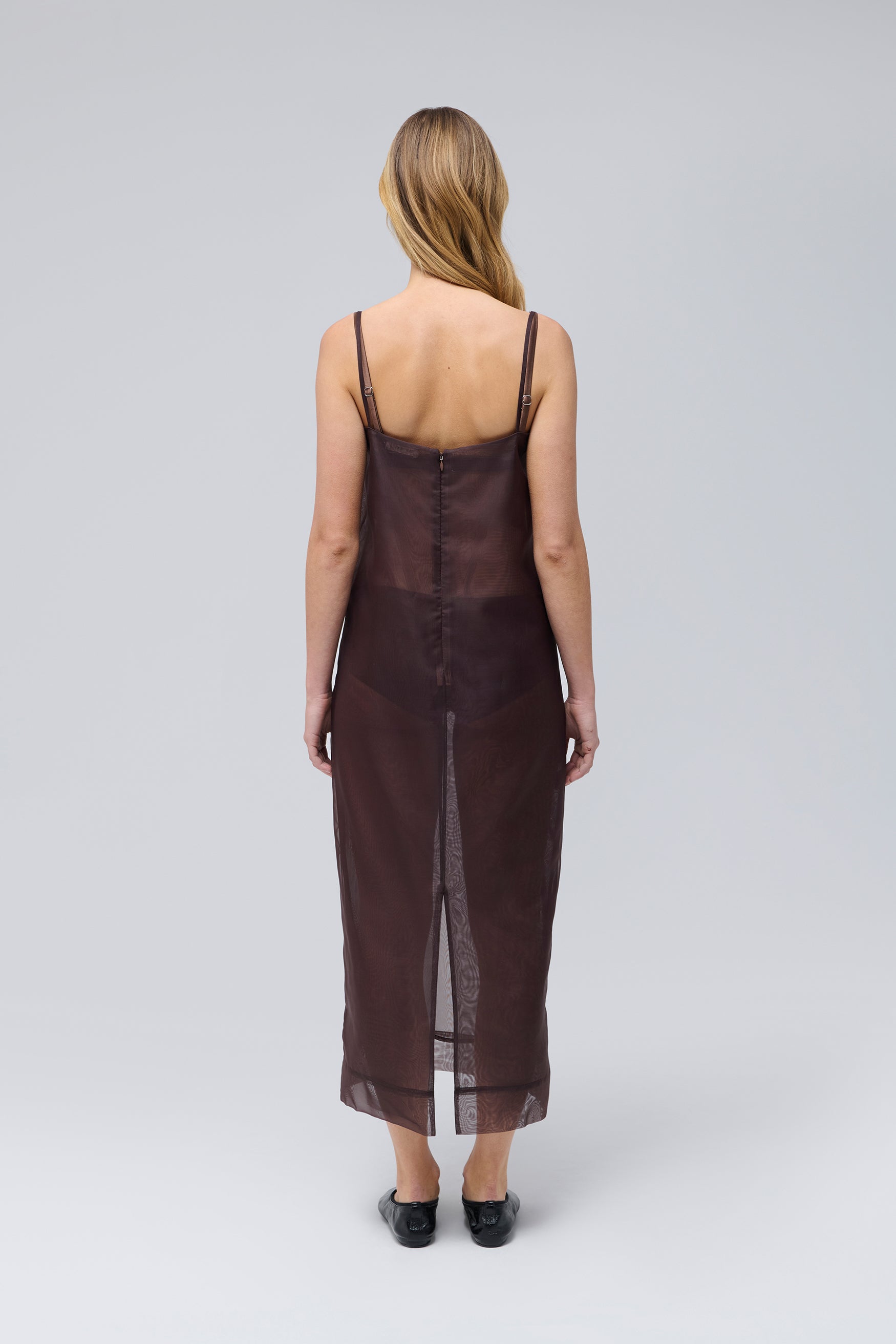 RENGGLI Organza Cami Dress in Brown